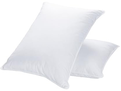 LBOEVDE Dual-Layer Anti-Down Pillow-10% Goose Down & 90% Goose Feather Filling,Soft&Natrnal Cotton Outer, Fluffy Support for Bed, Machine Wash,White