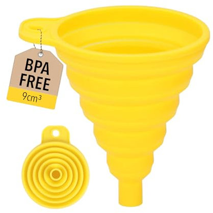 Tool & Tree faltbarer Silikon Trichter gelb – Mini Trichter für Auto & Freizeit - BPA-frei - Gießhilfe & Einfülltrichter für Öl, Benzin, Wasser, Pulver – Platzsparendes Funnel Gadget