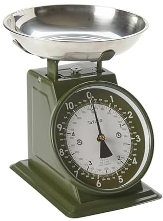 Taylor Bilancia meccanica da cucina con ciotola, pesa fino a 5 kg, misure in grammi e once, bilancia per alimenti da cucina, verde