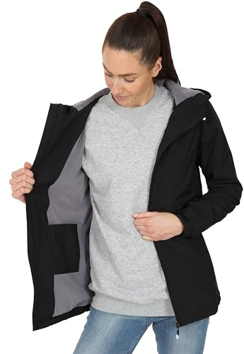 Blu Apparel Women's Waterproof Rain Hooded Jacket Windbreaker Hiking Walking Coat Spring Jackets (UK, Numeric, 10, Regular, Regular, Black Fleece Lined)