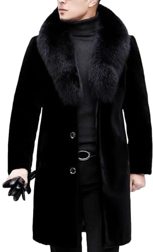 Manteau long en fausse fourrure pour homme, chaud et épais, vêtement d'extérieur décontracté, parka noire douce et élégante, noir, taille M