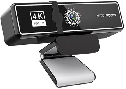 Webbkamera, 4K webbkamera autofokus 30FPS, 2K/1080P USB-datorkamera med inbyggd dubbel mikrofon och skyddsskydd(Black-4K)