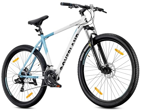Tatra Bikes VTT 29 Pouces Overland pour Femmes et Hommes, léger Vélo Tout Terrain 29 - Cadre en Aluminium 21 Pouces, 21 Vitesses, Amortisseur, Freins à Disque - Blanc-Bleu