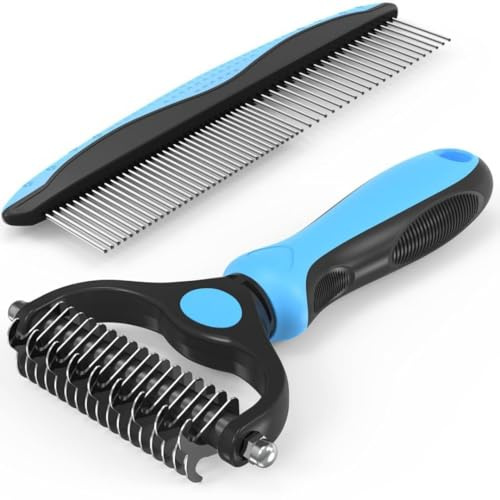 Cepillo Perro, Peine Perro, Cepillo Gato Quita Pelo, Deslanador para Eliminar Pelo Muerto y Subpelo, Peine Desenredante para Nudos, Ideal para Mascotas de Pelo Corto, Medio y Largo