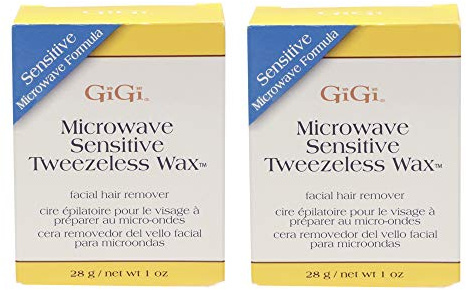 GiGi Microwave Tweezeless Wax, Non-Strip Waxing Kit Gentle Remover for Sensitive Skin, Painless Hair Removal - 2 Pack