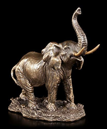 Veronese Studio Collection Kleine Elefantes Figura con Erhobenem Rüssel - de Pie Figura Decorativa, Bronceada