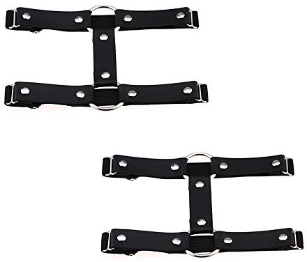 alisikee 2PCs Adjustable Faux Leather Leg Garter Belt, 2 Rows Thigh Garters for Women Parties, Black/Red/Pink/White/Brown, Black, Medium