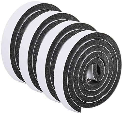 HQdeal Tira de Sellado Junta,4 rollos Cinta Adhesiva de Espuma para Puerta Selladoras Burlete Ventana Cinta de cinta a prueba de sonido para Grietas y Espacios Antigolpes Resistente Buffer