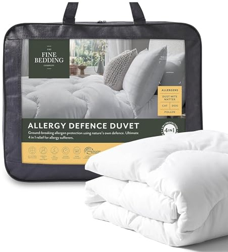 The Fine Bedding Company Allergy Defence King Size Duvet 13.5 Tog – Lightweight Winter Duvet with HeiQ Allergen Tech, Active Anti-Allergy and Washable, Hotel Quality Quilt – King Bed Size