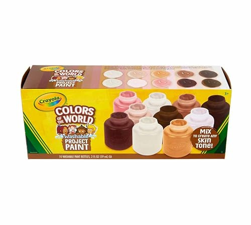 Crayola Colors of the World tvättbar projektfärg – set med 10 färger, 57 ml flaskor