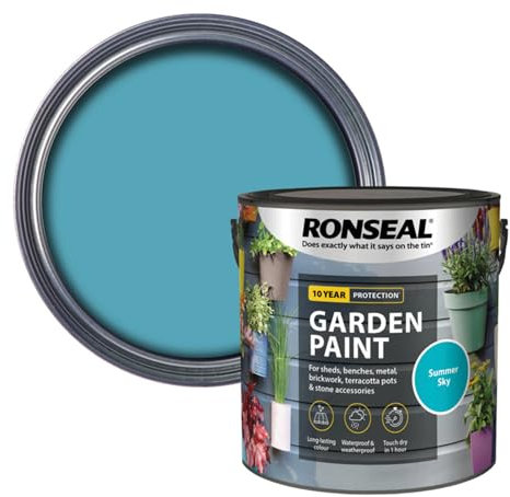 SAVING HUB 2.5L Garden Paint - Exterior Wood Tins - Garden Furniture Colors Paints Outdoors - Benches, Metal, Brickwork, Plants Pots Paint - Fade Resistant (Summer Sky)