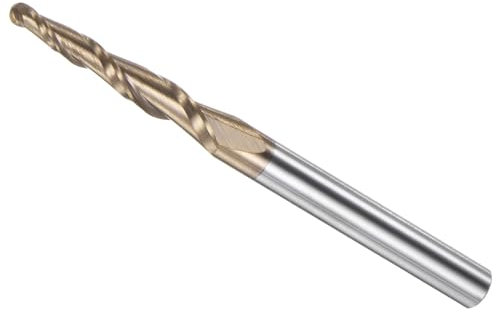 CoCud Fresa a Sfera Conica, Raggio 1,5mm Attacco 6mm Angolo 6,08 Gradi, Carburo Micrograna Rivestito in TiSiN Fresa 2 Taglienti per Acciaio Inossidabile Acciaio Temprato
