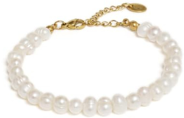 BERGERLIN Bracciale di perle per uomo e donna - Con chiusura dorata e certificato di autenticità (M-L, oro)