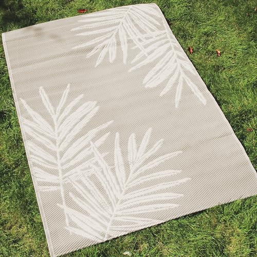 Dreams & Drapes - Natural Taihiti Leaf Outdoor Rug (170 x 120cm) - Water-Resistant - Sunproof - Lightweight - Tropical Picnic Blanket in Natural - 100% Polypropylene