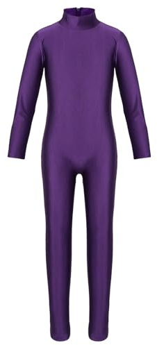 Miaeowve Kids Girls Boys Stretchy Full Body Ballet Dance Gymnastics Leotard Unitard Catsuit Tumbling Dancewear Costume Purple 5-6 Years