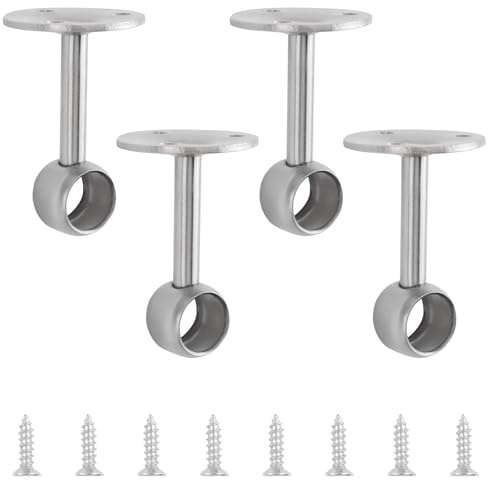 INCREWAY Staffa per asta per tenda da soffitto, 4 pezzi, supporto per asta per tende resistente, staffa per montaggio a soffitto, flangia per tubi per armadio, supporti adatti per pali da 16 mm
