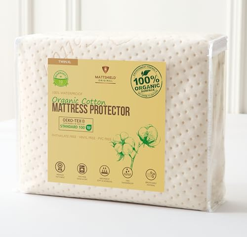 Luxury Organic Cotton Mattress Protector Twin XL - Ultra Thick 380 GSM 3D Air Fabric - 100% Waterproof & Noiseless - OCS Certified Breathable Mattress Cover - Deep Pocket Fitted Style