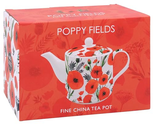 The Leonardo Collection Finola Stack Poppy Teapot for Kitchen | Lovely Kitchen Accessories for Home | Without Tea Strainer Tea Pot for Everyday Use | Durable Tea Pots for Home & Office