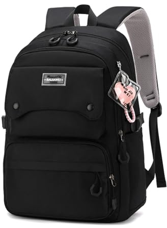 Aucuu Mochilas Escolares Adolescentes, Mochila Casual Niña Niño, Mochilas Colegio Adolescentes, Mochila de Instituto Chica, Multi-Bolsillo Bolsa, Backpack, para Instituto/Trabajo/Viaje -Negro