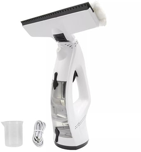 Kabelloser Fenstersauger, Elektrischer Fensterreiniger mit Mikrofaserbezug und Wasserstrahl, Fensterreiniger bis zu 30 Minuten nutzbar, Streifenfreie Reinigung aller glatten Flächen, Fenster, Spiegel