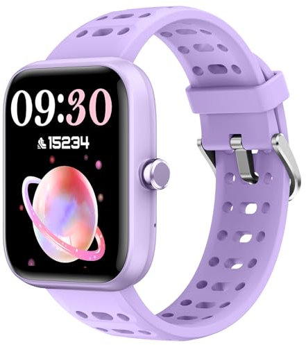 Kids Smart Watch for Girls, 1.83 DIY Fitness Watch Pedometer, Without/with APP Heart Rate Sleep Tracker, IP68 Waterproof Calorie Step Counter 81 Sport Modes, Puzzle Games for Children 5-16, Purple