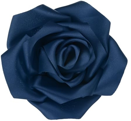 M METERXITY Broches y Alfileres de Flores de Rosa 11cm Azul Marino | Mujeres Broches de Solapa, Hechos A Mano, Tela de Satén, Elegante Flores para El Pelo Grandes