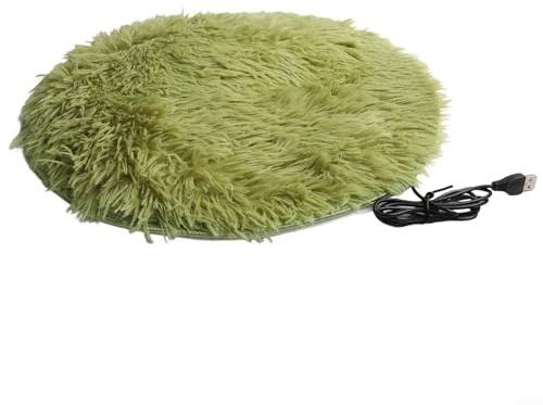 Linnkyfloa Coperta riscaldante elettrica in peluche USB, 40 cm, con controllo della temperatura costante, morbida e impermeabile, per gatti e cani, tappetino riscaldante invernale (verde)
