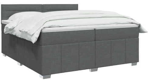 vidaXL Lit boxspring avec Matelas Gris foncé 200 x 200 cm Tissu
