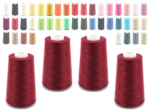 Schnoschi 4 Konen Overlockgarn 40/2 (120), 5000 Yard (4570 Meter), Nähgarn, weinrot
