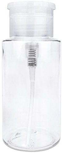 7oz Clear Push Down Pump Dispenser Empty Refillerble Bottle with Flip Top Cap - for Nail Polish, Travel, Cosmetics Packaging