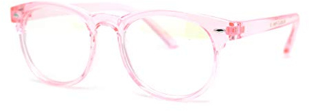 SA106 Kids Round Horn Rim Blue Light Blocking Computer Glasses Light Pink
