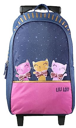 Bagtrotter Rucksack mit Rollen Lili Lou 3 Katzen Blau