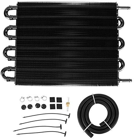 Radiatore Olio Trasmissione, 8 file Nero Universale in Alluminio Radiatore Dell'Olio Della Trasmissione Radiatore Olio OC‑1405 per Tutti i Veicoli, 300x254x20mm