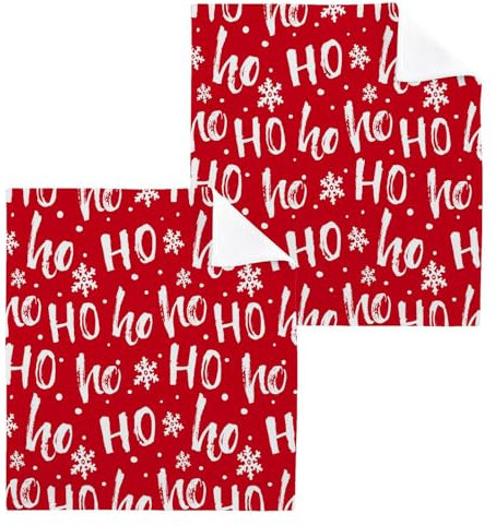 ISAOA SUABO Weihnachtshandtücher, Baumwoll-Waschlappen, Schneeflocken, Weihnachtsmann, Hohohoho, Fingerspitzenhandtuch, Waschlappen, saugfähige Waschlappen, schnell trocknendes Badetuch für