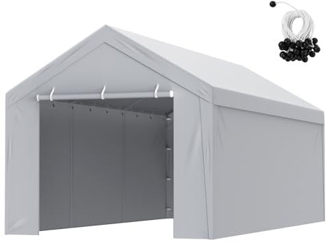 VEVOR Cubierta de Repuesto para Toldo 600 x 300 x 200 cm, Refugio para Tienda de Campaña de Garaje, Resistente al Agua y con Protección UV con Cuerdas Elásticas de Bolas, Blanco, Marco NO Incluido