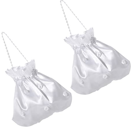 SEWOART 2pezzi Sacchetti Per Confetti Matrimonio Borse Decorative Per Candy Bar Eleganti Sacchetti Bianco Per Feste e Cerimonie Per Bomboniere e Regali Per Invitati