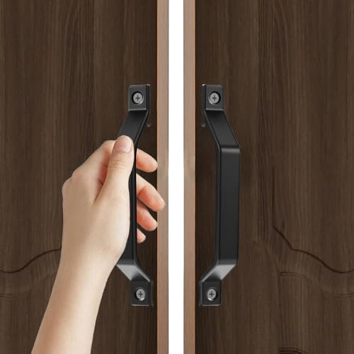 2 manijas de cobertizo para exteriores de 6.1 pulgadas, tiradores de metal rústico resistente para garajes corredizos, cobertizos, armarios, cajones, baños, interiores y exteriores, acero al carbono