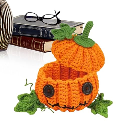 Zasdvn Enkelt virkset för nybörjare | stickset med tillbehör – pumpa motiv komplett set presentidé halloween dekoration för kvinnor män vänner kollegor