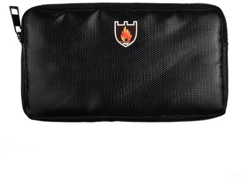 Jotekonoby Bolsa de documentos impermeable ignífuga A4, bolsa de almacenamiento segura para dinero, resistente al fuego, resistente al calor, para oficina en casa, 8.07 x 4.33 pulgadas, color negro