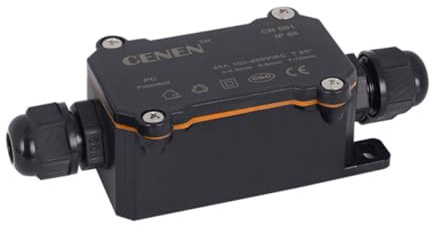 HOMSFOU Pg7 Waterproof 2 Way Junction Box Ip68 Electrical Cable Wire Connector for Outdoor Garden Lights Black Weatherproof Cable Connection Box 3-6.5mm Pore Diameter Suitable for Outdoor Wiring