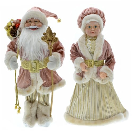 Grtheenumb Figure di Babbo Natale 2 PZ 17, 7 pollici Realistico Geniale Mr e Mrs Claus Figure di Natale Simpatico ornamento di bambola di Babbo di per decorazioni da tavolo sulla finestra |.Padre