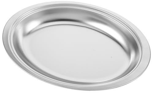 ZUNOXAZ Stainless Steel Oval Fish Steamer Plate Deep Buffet Serving Dish for Dinner Snacks Appetizers Lightweight Metal Tray for Home Restaurant Party Use