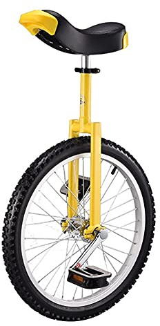 Enhjuling på 20 tum for vuxna - Justerbart säte Kapacitet 150 kg Cirkusprestandakvalitet Ultimat balanserad träningscykel for(Yellow)