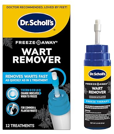Dr. Scholl's Freeze Away Wart Remover for Hands & Feet, 12 ct – Removes Warts Fast in as Little as 1 Treatment, Fast-Acting Treatment for Common and Plantar Wart Removal, Safe to Use on Kids Ages 4+