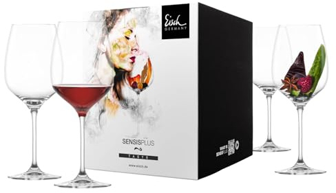 Eisch 4-delat glas-set i färgad presentkartong, Superior SensisPlus, diskmaskinssäker – rödvinsglas