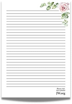 JW Letter Writing A4 Pad Stationery Paper Lined Gift Notepad Writing Sheets (Pink Rose)