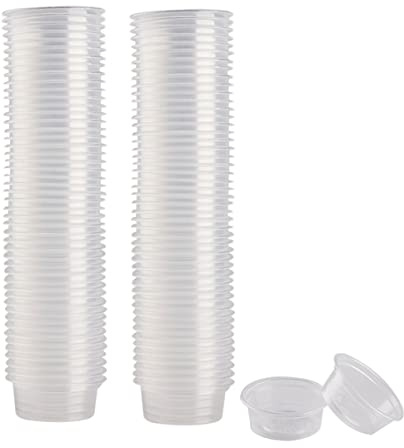 QIHYCUF 100 pcs Small Gecko Food and Water Cups Plastic Reptile Feeding Bowls Ledge Accessories for Crested Gecko Lizards Small Pets, 0.5 oz