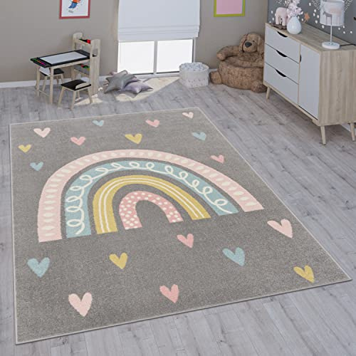 Paco Home Tappeto per bambini cameretta bambine bambini diversi motivi e dimensioni, Dimensione:120x160 cm, Colore:Grigio 3