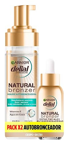 Garnier Delial Pack Autobronceadores Cuerpo + Cara Mousse Autobronceadora y Gotas autobronceadoras - 200ML + 30ML