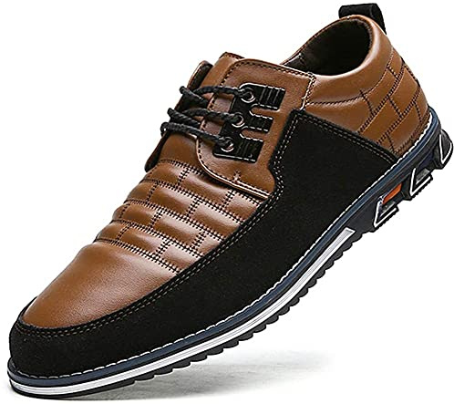 Hommes Cuir Chaussures Décontractées Bureau de Conduite Marche Chaussures à Lacets Affaires Oxford Chaussures Moccasin Respirant et Luxueux（Marron,42 EU